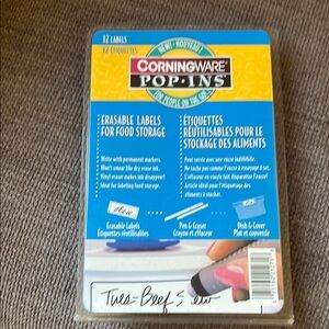 Corningware erasable labels New in package
